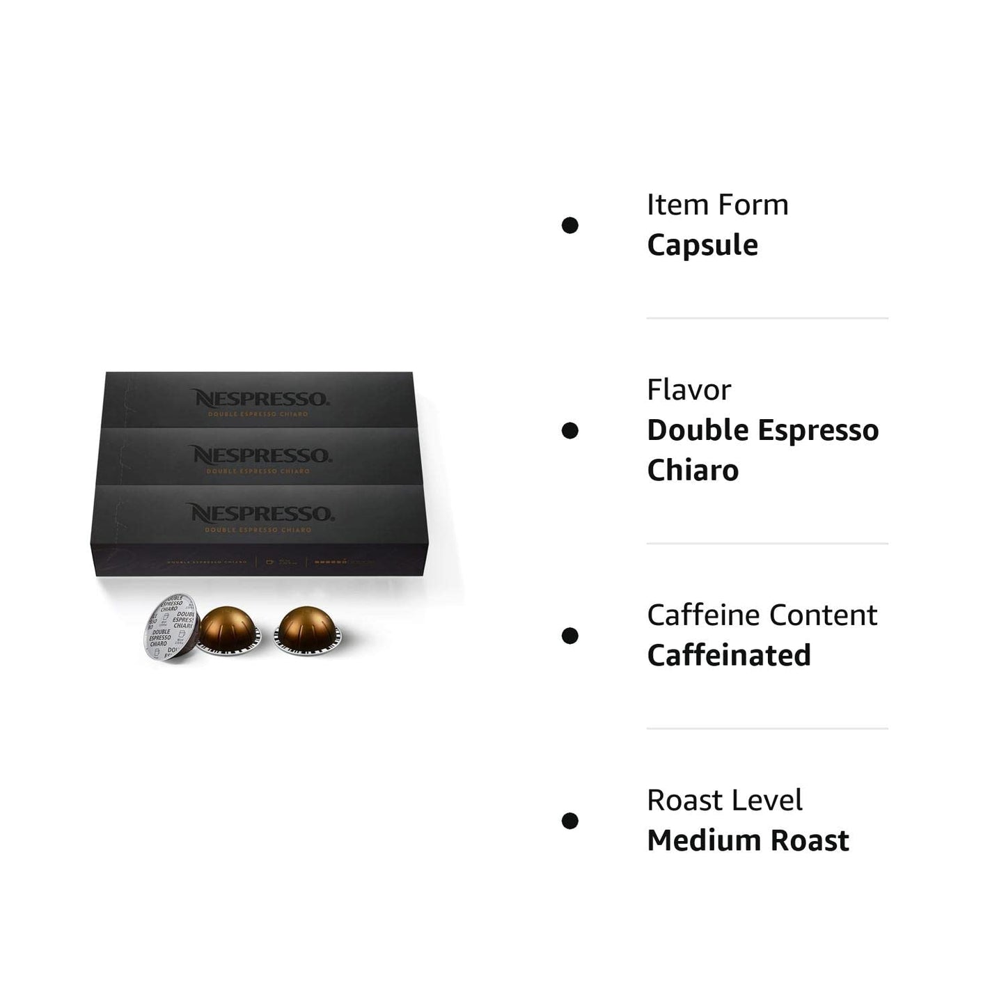 Nespresso Capsules VertuoLine, Double Espresso Chiaro, Medium Roast Coffee, 10 Count (Pack of 3) Coffee Pods, Brews 2.7 Ounce (VERTUOLINE ONLY)