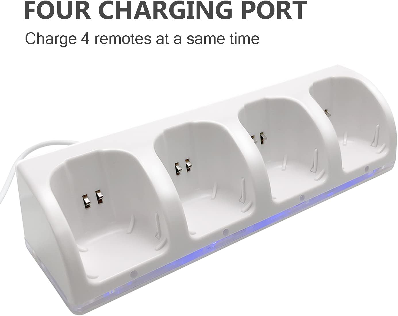 4-in-1 Charging Station for Wii&Wii U Remote Controller,Charger with 4 Rechargeable Battery Packs (4 Port Charging Station+4 pcs 2800mAh Replacement Batteries+USB Cable),Remote Not Included