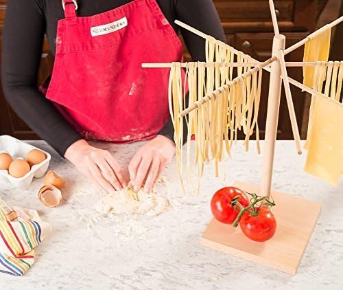"Bellemain Collapsible Pasta Drying Rack: Foldable, Wooden, 8-Bar Handles, Easy Storage & Quick Set-Up"