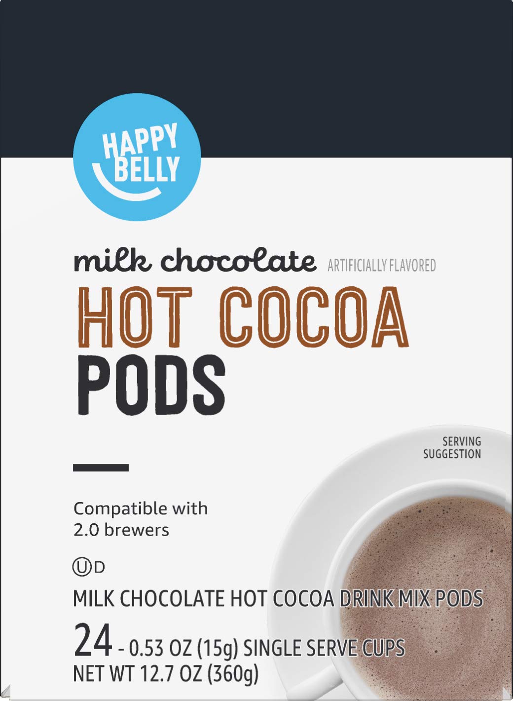 Happy Belly Hot Cocoa Pods, Milk Chocolate, 24 Count, Pack of 1