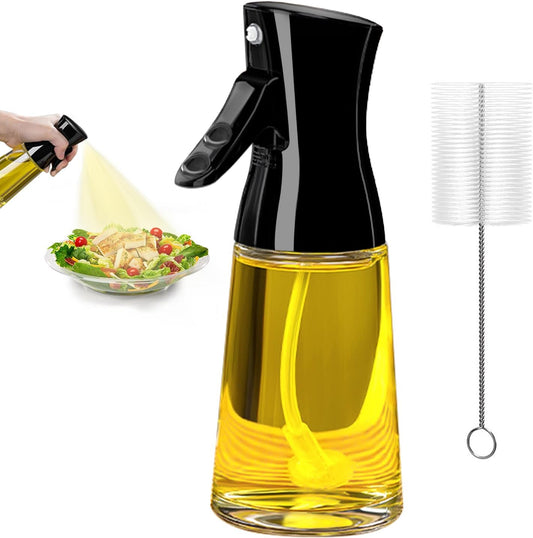 180ml Glass Olive Oil Sprayer with Brush for Cooking - Thick Glass, Strong Spray Force