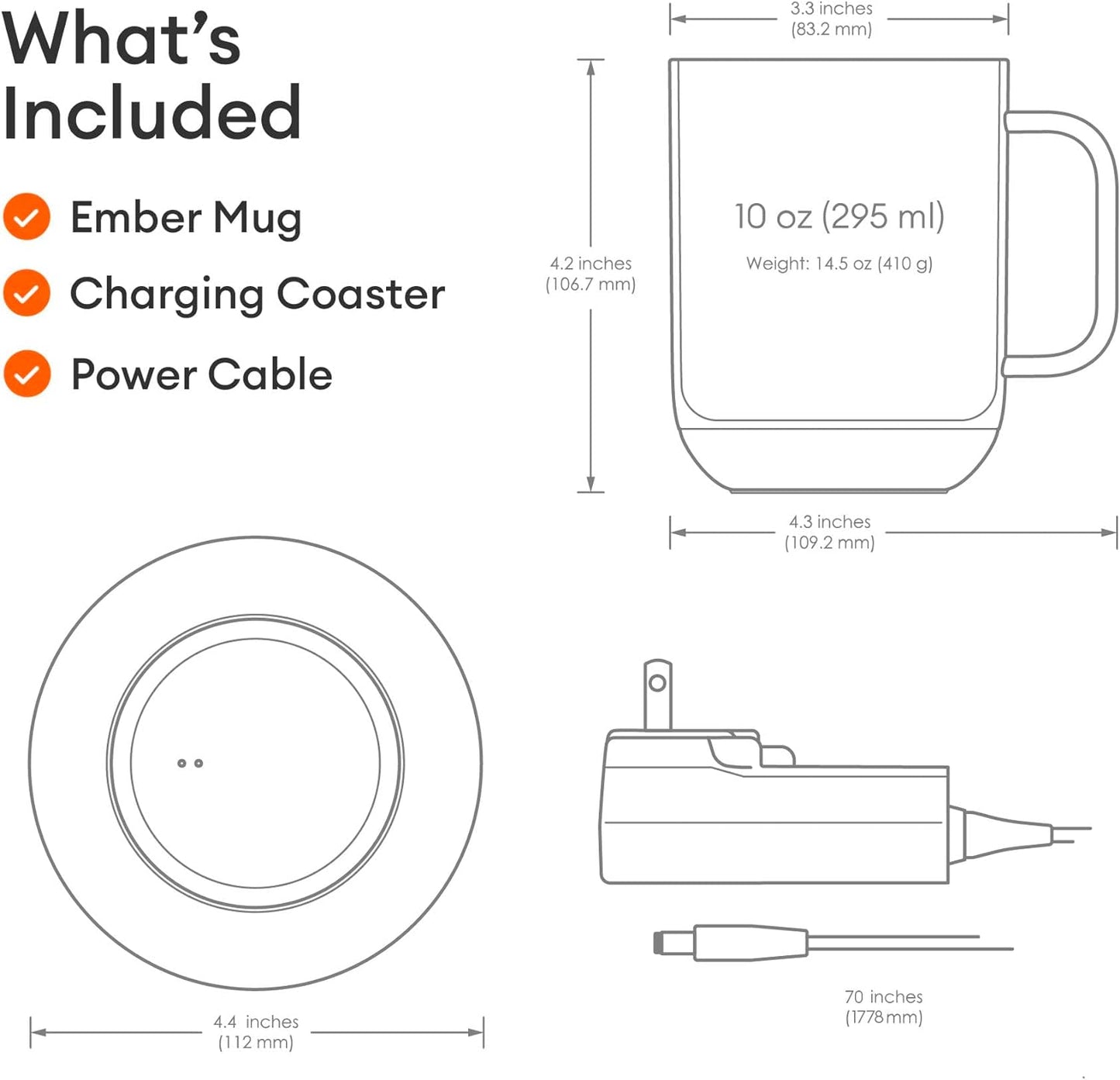 Ember Temperature Control Smart Mug 2, 10 Oz, App-Controlled Heated Coffee Mug with 80 Min Battery Life and Improved Design, Black