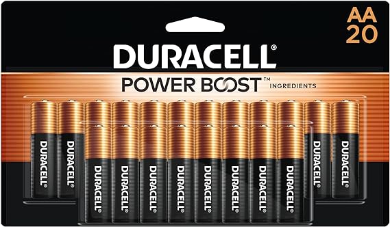 Duracell Coppertop AA Batteries with Power Boost Ingredients, 20 Count Pack Double A Battery with Long-lasting Power, Alkaline AA Battery for Household and Office Devices