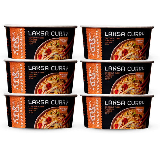 Snapdragon Singapore-Style Laksa Curry Instant Noodle Bowls | Coconut Curry Flavor with Rice Noodles | Gluten-Free | No MSG Added | 2.1 oz (6 Pack)