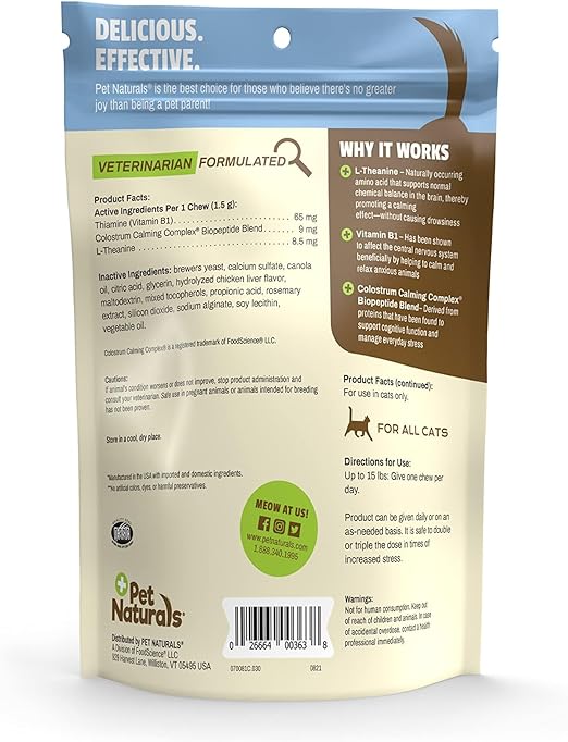 Pet Naturals Calming Chews for Cats, 30 Chews - Behavioral Support and Anxiety Relief for Travel, Boarding, Vet Visits and High Stress Situations