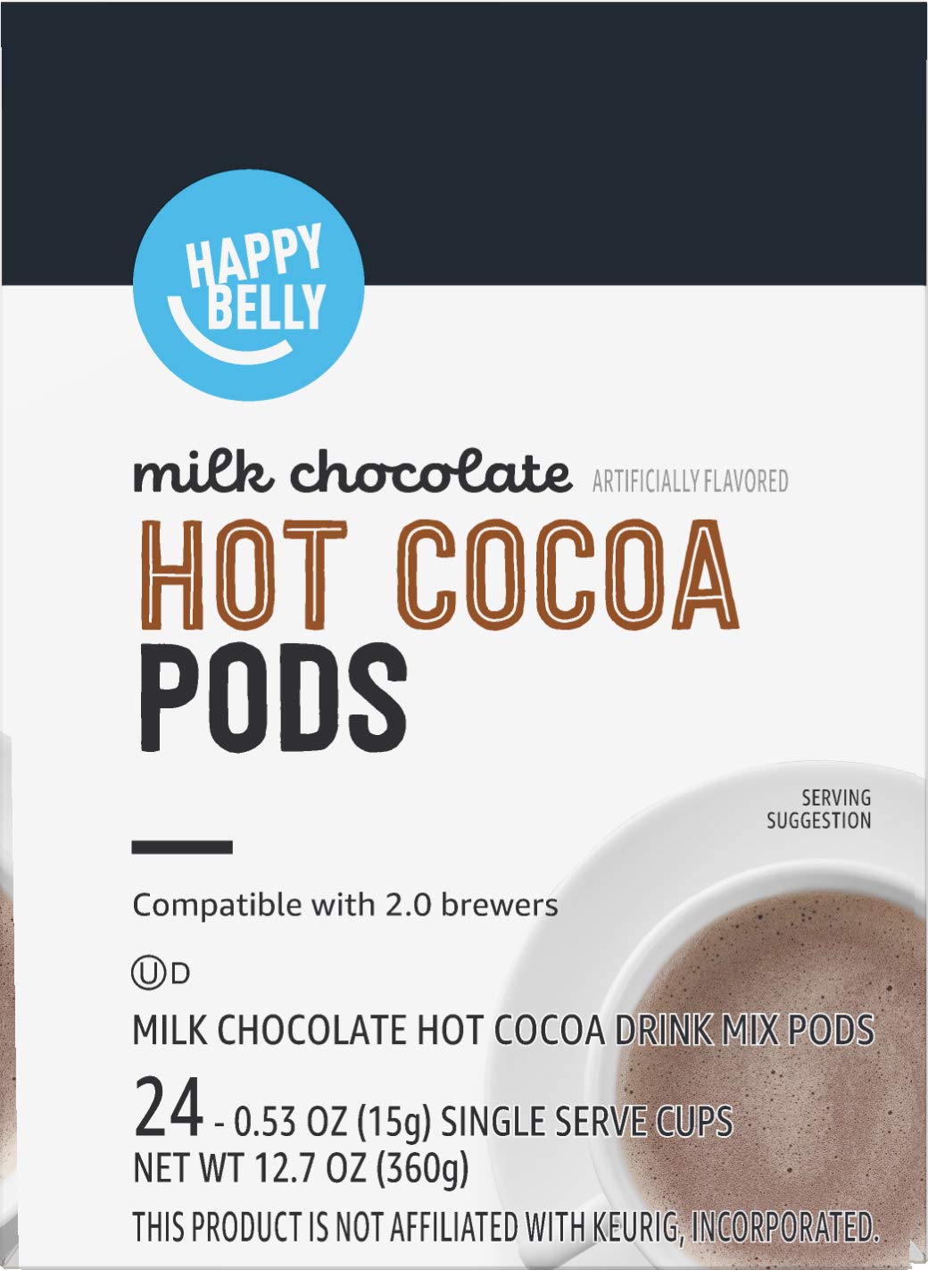Happy Belly Hot Cocoa Pods, Milk Chocolate, 24 Count, Pack of 1