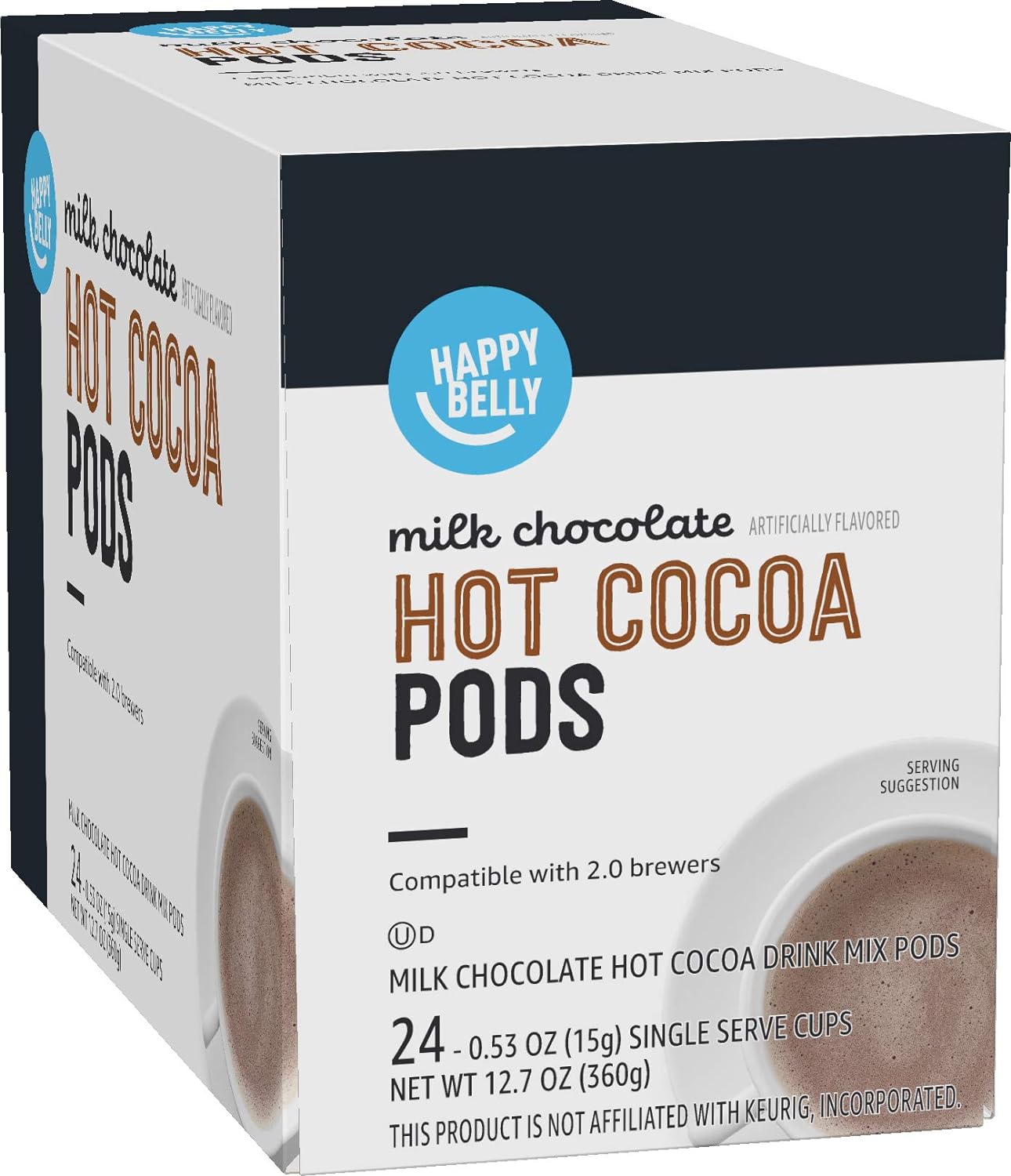 Happy Belly Hot Cocoa Pods, Milk Chocolate, 24 Count, Pack of 1