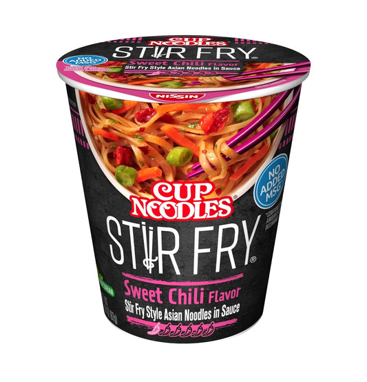 Nissin Cup Noodles Stir Fry Noodles in Sauce, Sweet Chili, 2.89 Ounce (Pack of 6), 6 Count (Pack of 1)