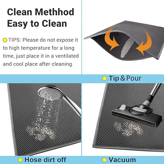 Pieviev Cat Litter Mat Double Layer Waterproof Urine Proof Trapping Mat 1 Pack (Gray, 24x15 Inch (Pack of 1))