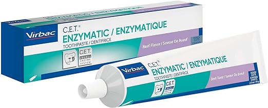 Virbac CET Enzymatic Toothpaste Eliminates Bad Breath by Removing Plaque and Tartar Buildup, Best Pet Dental Care Toothpaste -Beef Flavor, 2.5 Oz Tube (Color Varies)