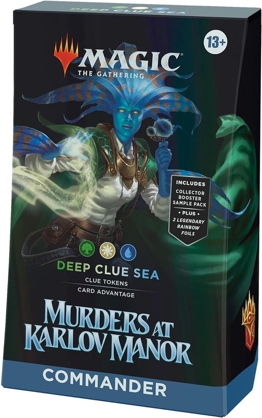 Magic: The Gathering Murders at Karlov Manor Commander Deck - Deep Clue Sea (100-Card Deck, 2-Card Collector Booster Sample Pack + Accessories)