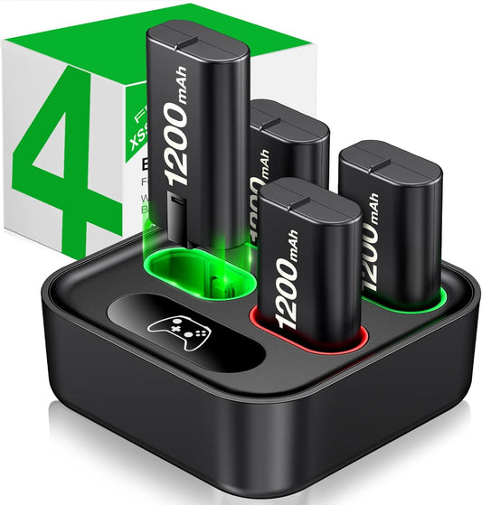 Charger for Xbox One Controller Battery Pack with 4x1200mAh (4x2880mWh) USB Rechargeable Xbox One Battery Charger Station for Xbox Series X|S, Xbox One S/One X/Elite Controllers-Xbox One Accessories