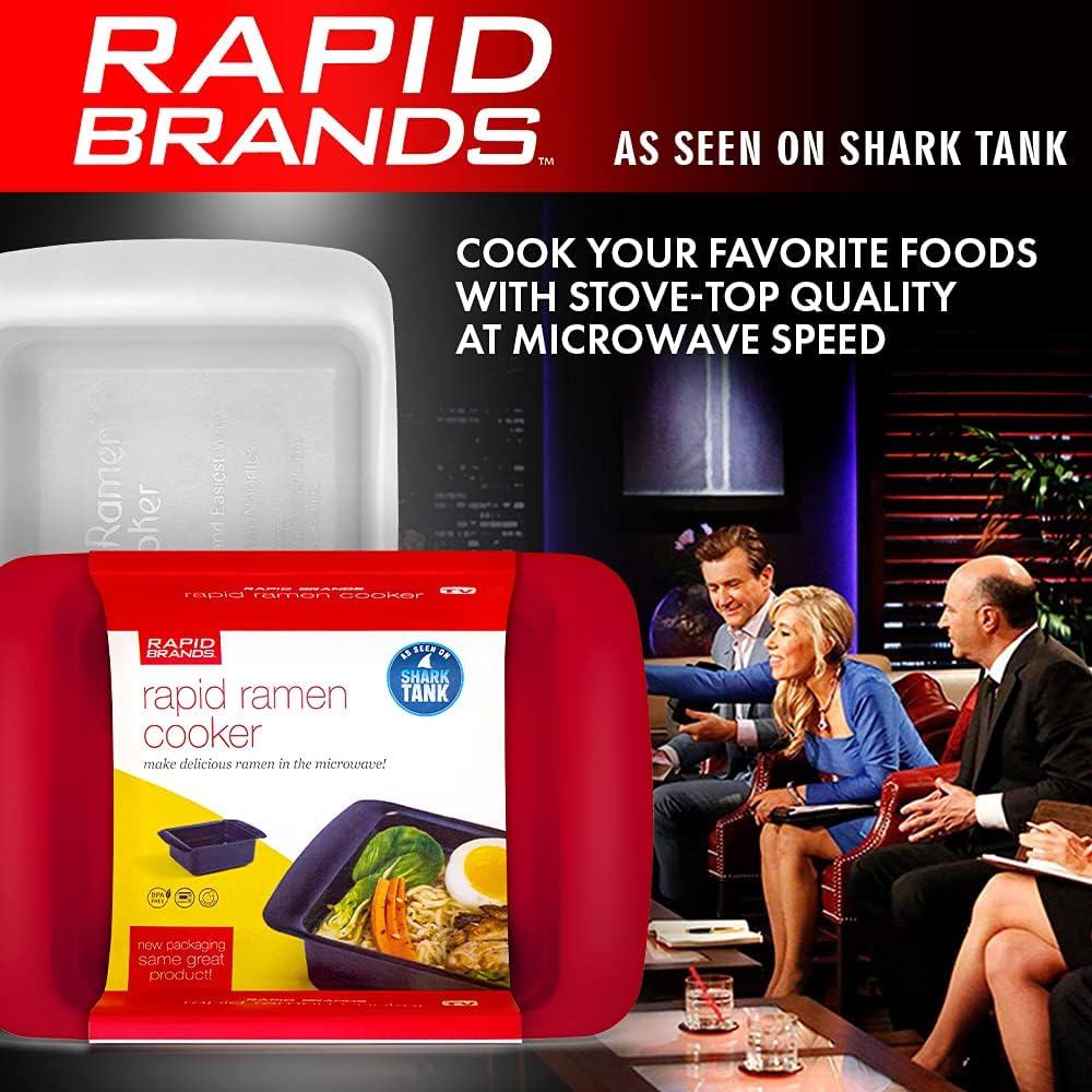 Rapid Ramen Cooker - Microwave Ramen in 3 Minutes - BPA Free and Dishwasher Safe | Perfect for Dorm, Small Kitchen, or Office (2-Pack,Black)