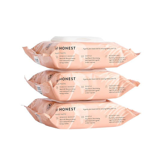 Honest Beauty Makeup Remover Facial Wipes | EWG Verified, Plant-Based, Hypoallergenic | 30 Count 3 Pack