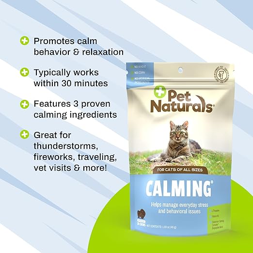 Pet Naturals Calming Chews for Cats, 30 Chews - Behavioral Support and Anxiety Relief for Travel, Boarding, Vet Visits and High Stress Situations