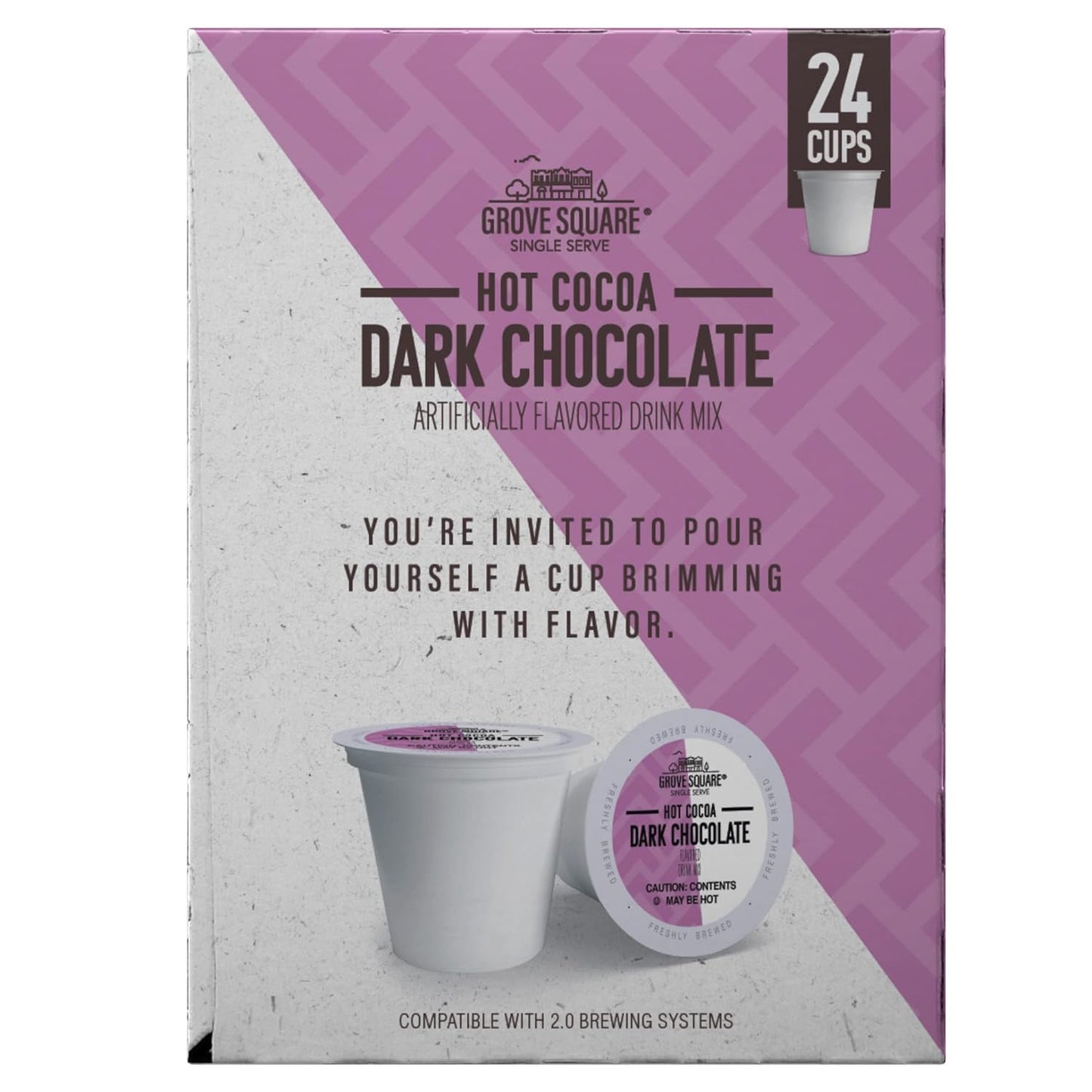 Grove Square Hot Cocoa Pods, Dark Chocolate, Single Serve (Pack of 24) (Packaging May Vary)