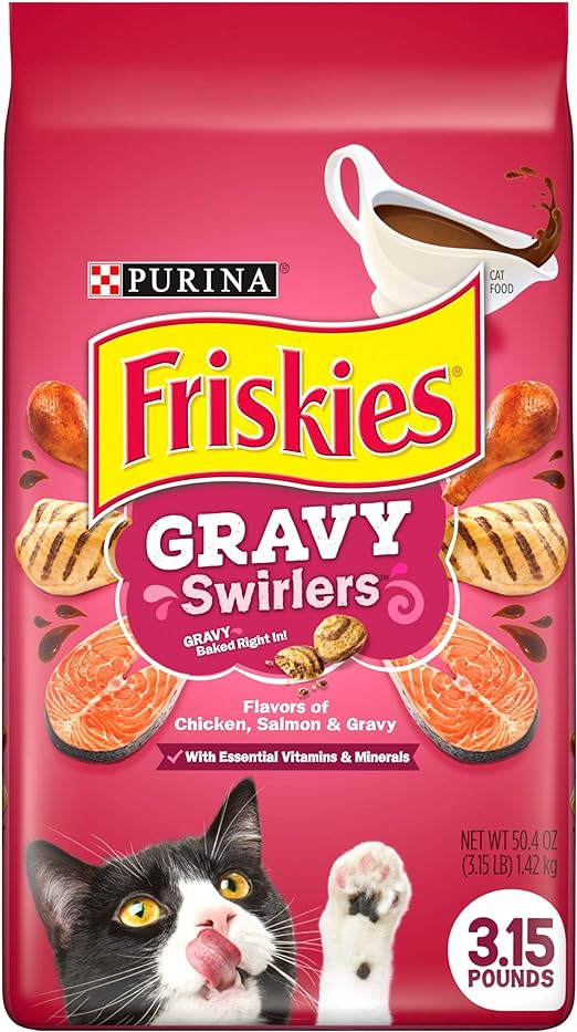 Purina Friskies Dry Cat Food, Gravy Swirlers - 3.15 lb. Bag