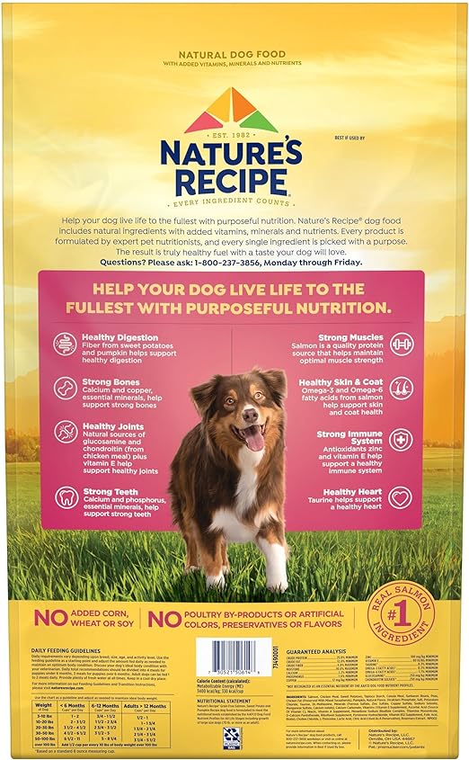 Nature′s Recipe Dry Dog Food, Grain Free Salmon, Sweet Potato & Pumpkin Recipe, 24 lb. Bag