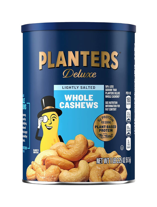 Planters Lightly Salted Deluxe Whole Cashews (1lb 2.25oz Canister)