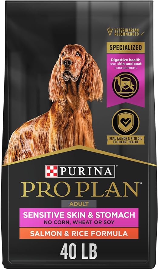 Purina Pro Plan Sensitive Skin and Stomach Dog Food Salmon and Rice Formula - 40 lb. Bag