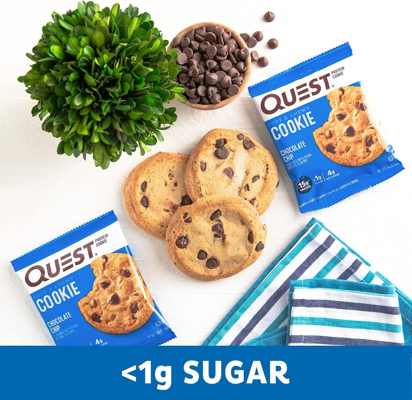 Quest Nutrition Chocolate Chip Protein Cookie; Keto Friendly; High Protein; Low Carb; 12 Count