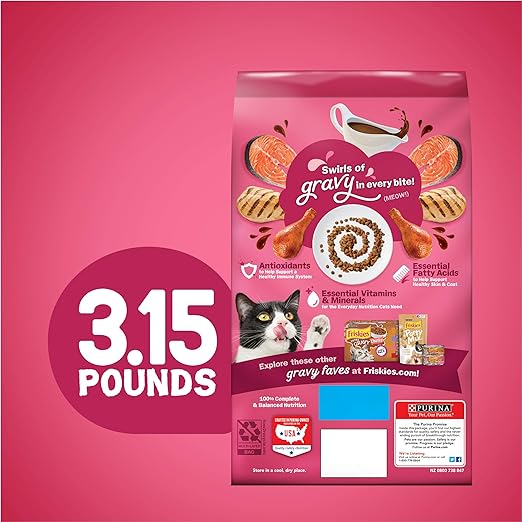 Purina Friskies Dry Cat Food, Gravy Swirlers - 3.15 lb. Bag