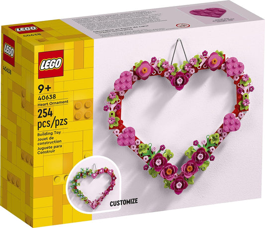 LEGO Heart Ornament Building Toy Kit, Heart Shaped Arrangement of Artificial Flowers, Great Gift for Valentine's Day, Unique Arts & Crafts Activity for Kids, Girls and Boys Ages 9 and Up, 40638