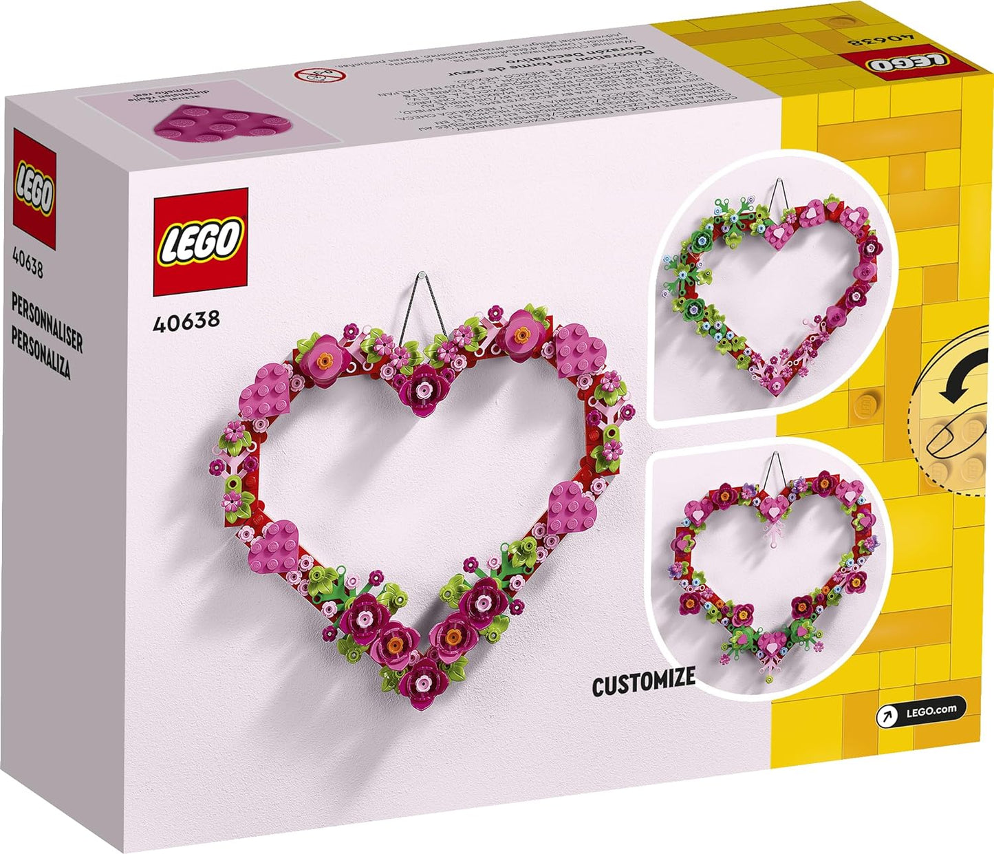 LEGO Heart Ornament Building Toy Kit, Heart Shaped Arrangement of Artificial Flowers, Great Gift for Valentine's Day, Unique Arts & Crafts Activity for Kids, Girls and Boys Ages 9 and Up, 40638