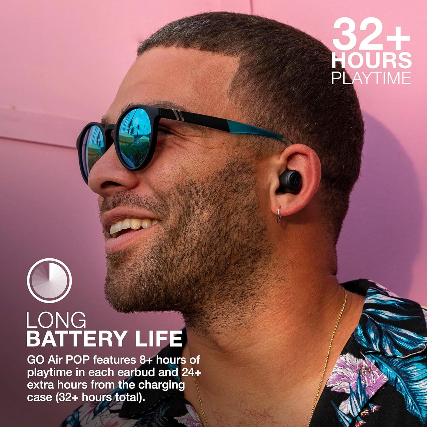 JLab Go Air Pop True Wireless Bluetooth Earbuds + Charging Case, Black, Dual Connect, IPX4 Sweat Resistance, Bluetooth 5.1 Connection, 3 EQ Sound Settings Signature, Balanced, Bass Boost