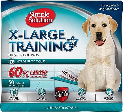 Simple Solution Extra Large Training Puppy Pads - 3 in 1 Attractant - Absorbs Up to & Cups of Liquid - 28x30in - 50 Count