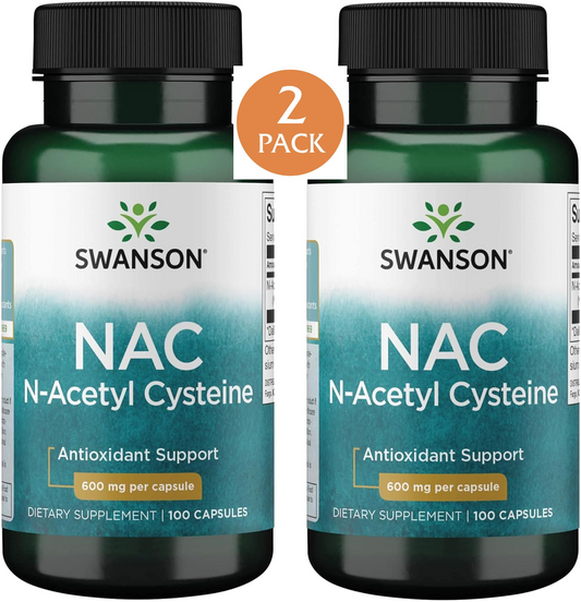 2 Pack NAC N-Acetyl Cysteine 200 Caps (2x100) 600mg For Liver Health Antioxidant