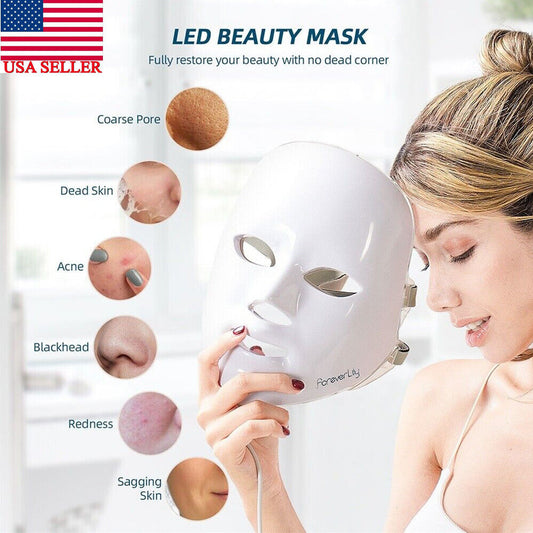 7 Color LED Light Photon Facial Mask Therapy Skin Care Beauty Machine Wrinkle US