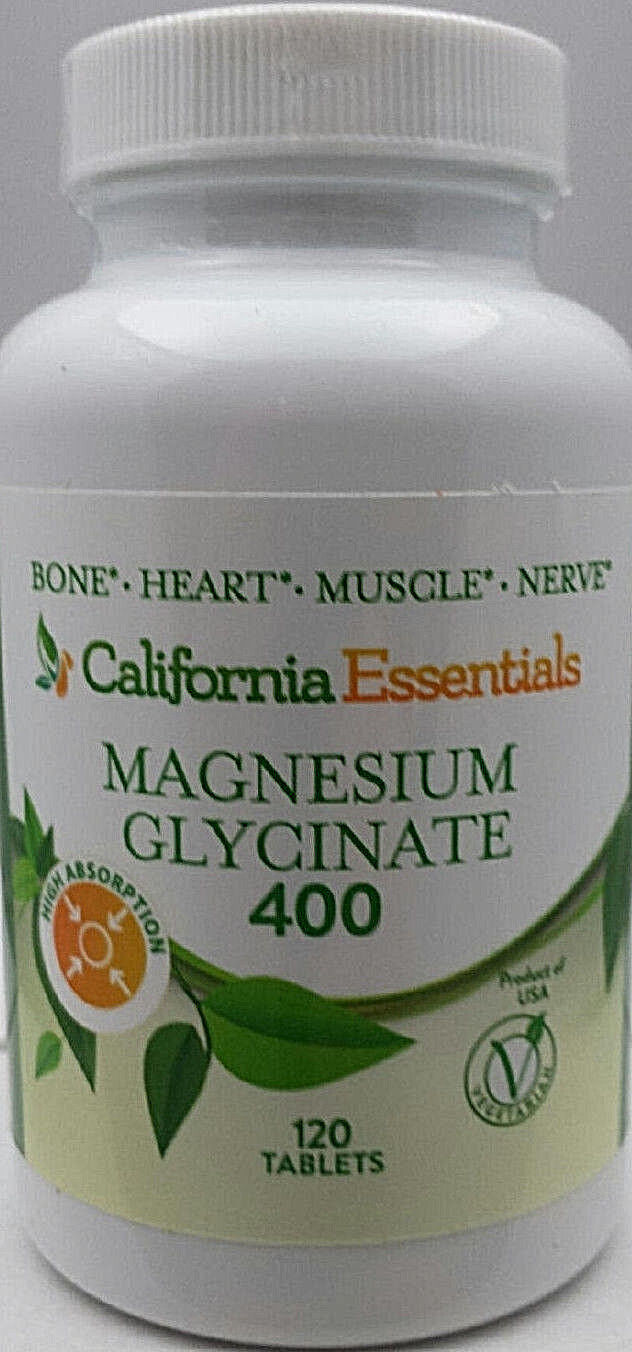 MAGNESIUM GLYCINATE BONE + HEART + MUSCLE + NERVE HEALTH 400mg-FREE SHIP