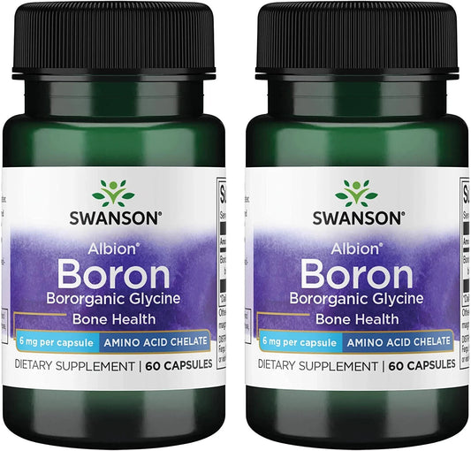 2 Pack BORON Bororganic Glycine 6 mg 120 Caps - Joint & Bone Health High Absorp.