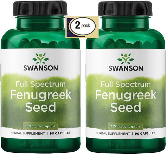 2 Pack Fenugreek Seed 180 Caps (2x90) 610 mg Cholesterol Blood Sugar Fenu Greek