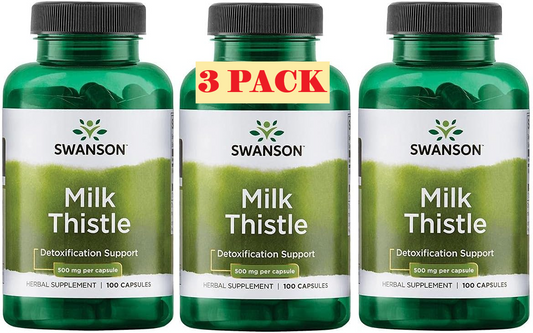 3 Pack MILK THISTLE (Silymarin) 500mg 300 Cap (3x100) Liver Kidney Spleen Health