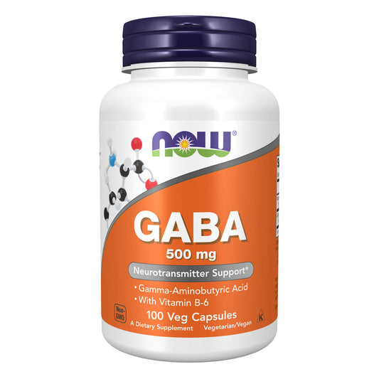 NOW FOODS GABA 500 mg + B-6 - 100 Veg Capsules