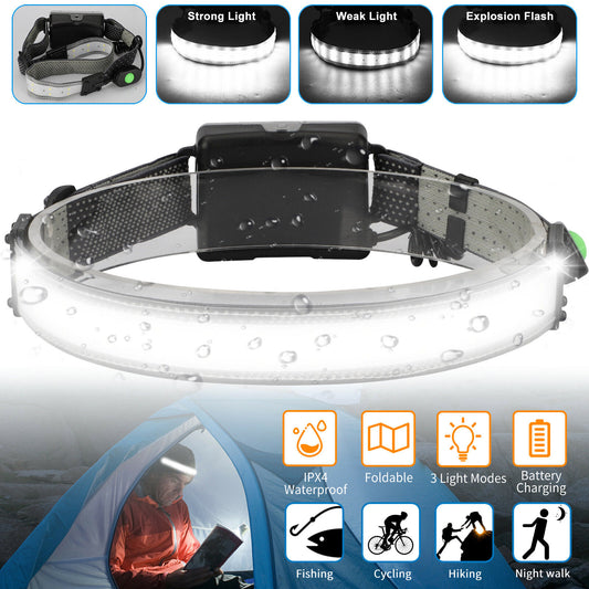 26 LED Headlamp USB Rechargeable Headlight Torch Work Light Bar Head Band Lamp