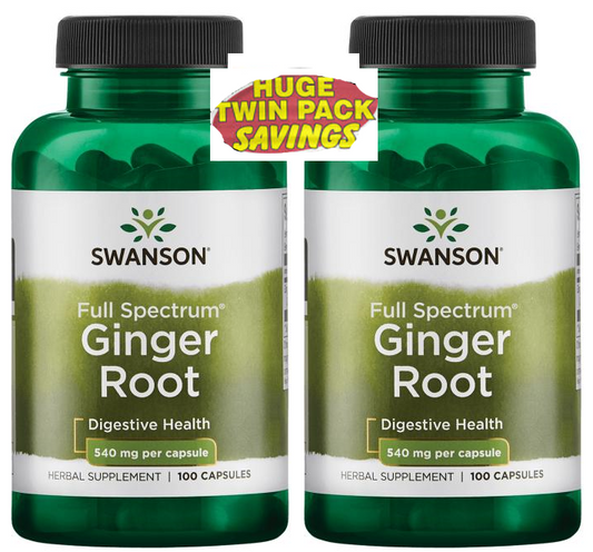 2 Pack Ginger Root 540 mg 200 Capsules (2X100) Has Powerful Medicinal Properties