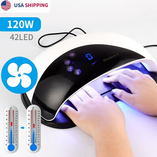 Portable 120W UV LED Nail Art Gel Dryer Lamp Nail Dryer Curing Polish Machine US