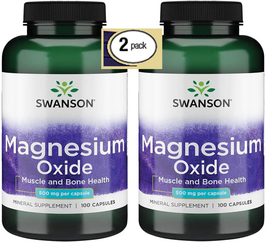 2 Pack MAGNESIUM 500 mg, 200 caps (2x100) MUSCLE & BONE, Cardiovascular Health