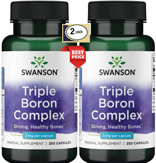 2 Pack, Triple BORON Complex, 500 Caps, 3mg for Bone, Brain, Testosterone Health