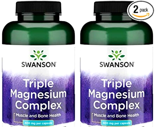 2 Packs, Triple Magnesium Complex, 400 mg, 200 Caps (2x100) Muscle & Bone Health