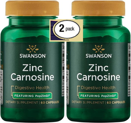 2 Pack Zinc Carnosine (PepZin GI) 120 Caps Natural Supplement for Gastric Health