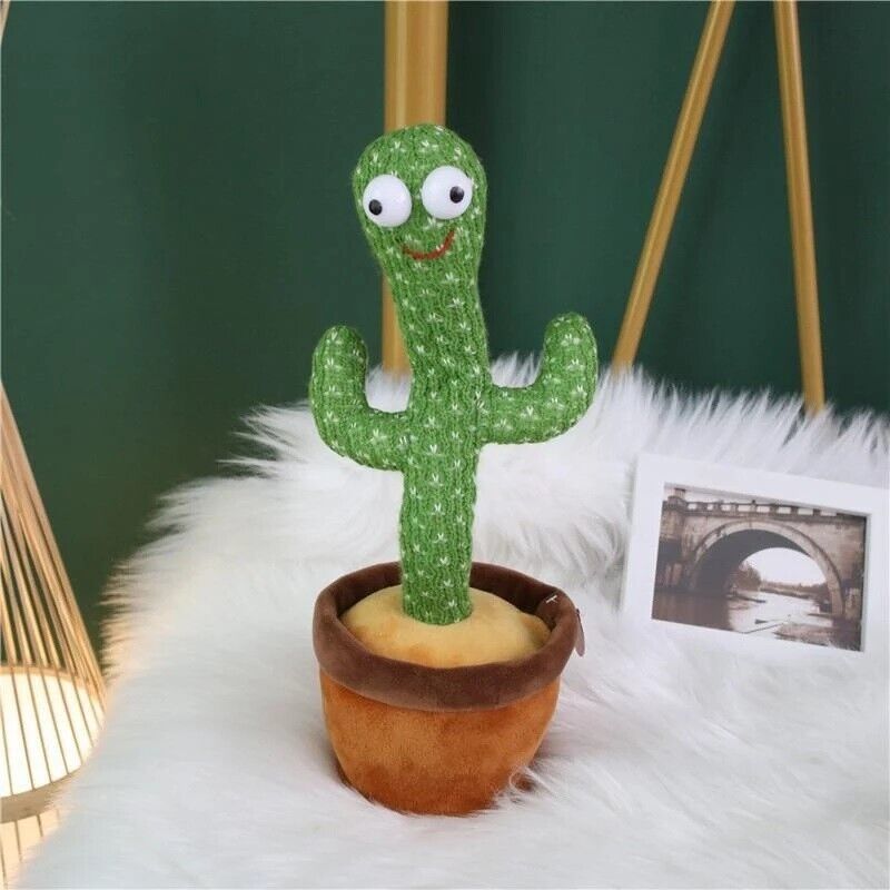 Dancing Cactus Plush Toy Repeat Talking Light Up Funny Singing For Kids Gift