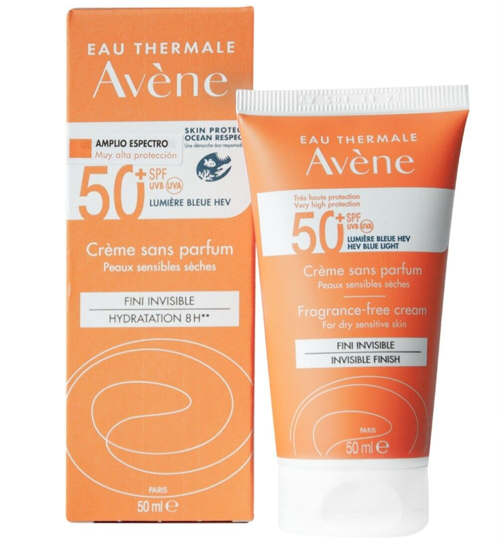 Avene Sunscreen Spf 50+ Fragrance Free Invisible Finish Sun Cream 50ml