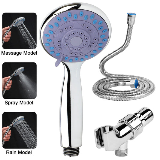 High Pressure 3 Setting Shower Head Bathroom Spray Handheld Showerhead with Hose