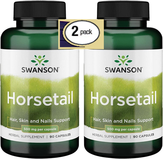 2 Pack, HORSETAIL, 500 mg 180 Caps (2x90), Healthy Hair, Skin & Nail, Exp. 2025