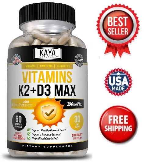 Vitamin K2 (MK7) with D3 5000 IU Supplement, BioPerine Capsules, Immune Health