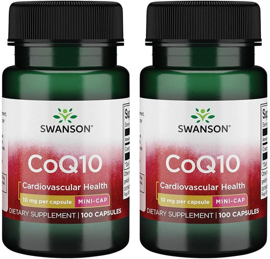 2 Pack, CoQ10 10mg 200 Caps (2x100) C0q 10 Coenzyme Cardiovascular Heart Health